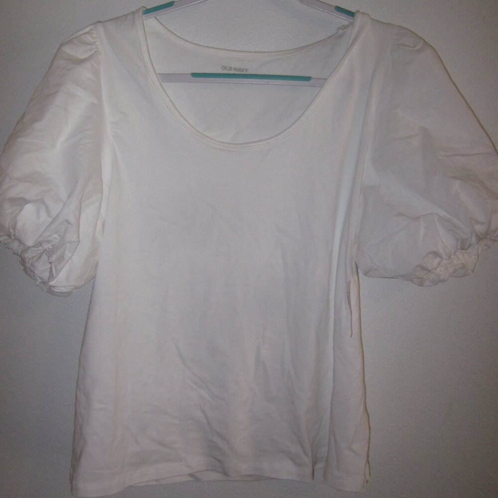 NWT Old Navy White Bubble Sleeve T Shirt Women's Size XL